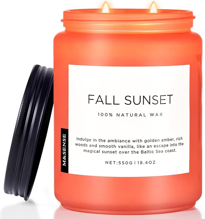 M&SENSE Fall Sunset Amber Scented 19.4oz 110 Hours Long Lasting Slow Burning by MSENSE