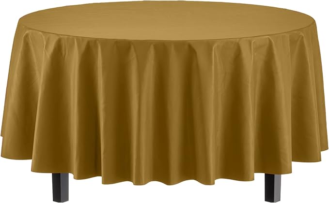 12-Pack Premium Plastic Tablecloth 84in. Round Table Cover - Image 2