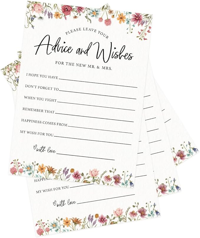 Printed Party Wedding Advice Cards – Wildflower Theme, Bridal Shower Games and - Image 4