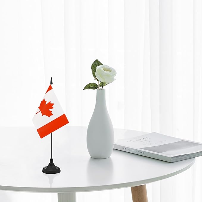 12 Pack Canada Desk Flag Set, Canadian Table Office Flag, Small Miniature - Image 5