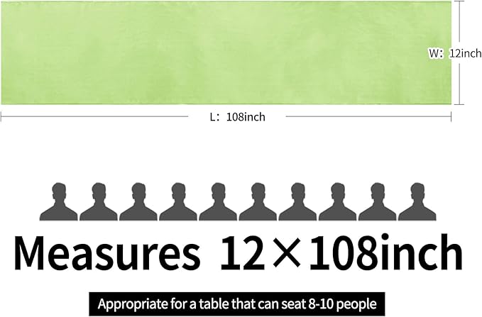 10-Pack Satin Table Runner Light Green 12 x 108 inches Long, Table Runners - Image 4