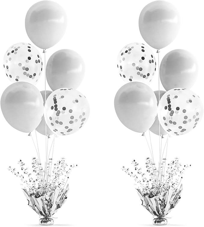 2 Set Silver Balloon Centerpieces by Gogoparti