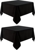 2 Pack Square Table Cloth 48X48 Inch Black Washable Fabric Tablecloth Polyester by mylacerhome