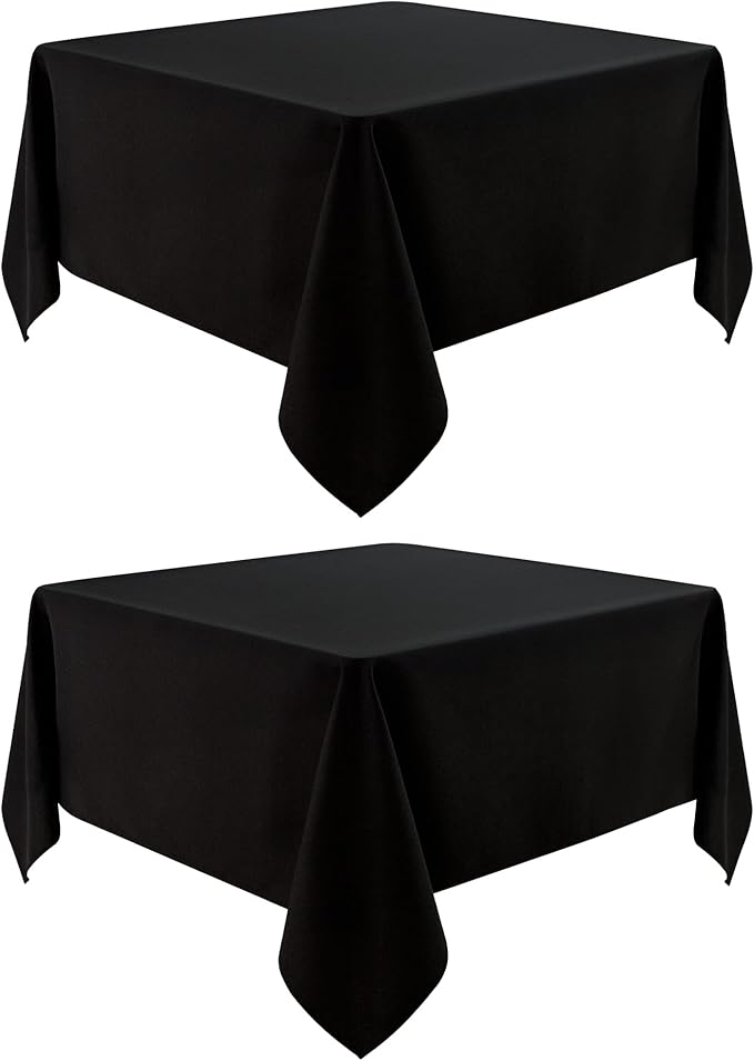 2 Pack Square Table Cloth 48X48 Inch Black Washable Fabric Tablecloth Polyester by mylacerhome