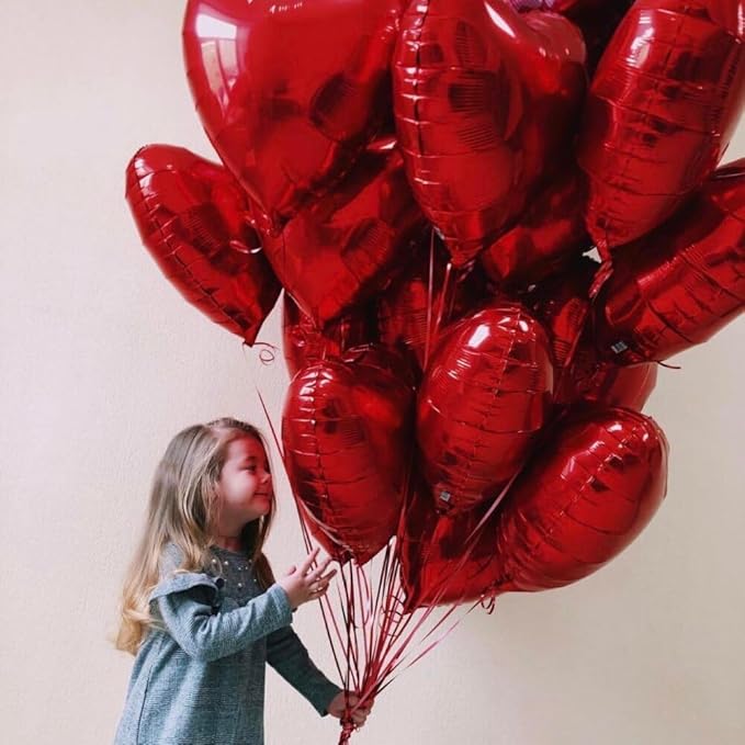 20 pcs Red Heart Balloons, 18 inch Heart Shaped Balloon foil Love Balloon - Image 6