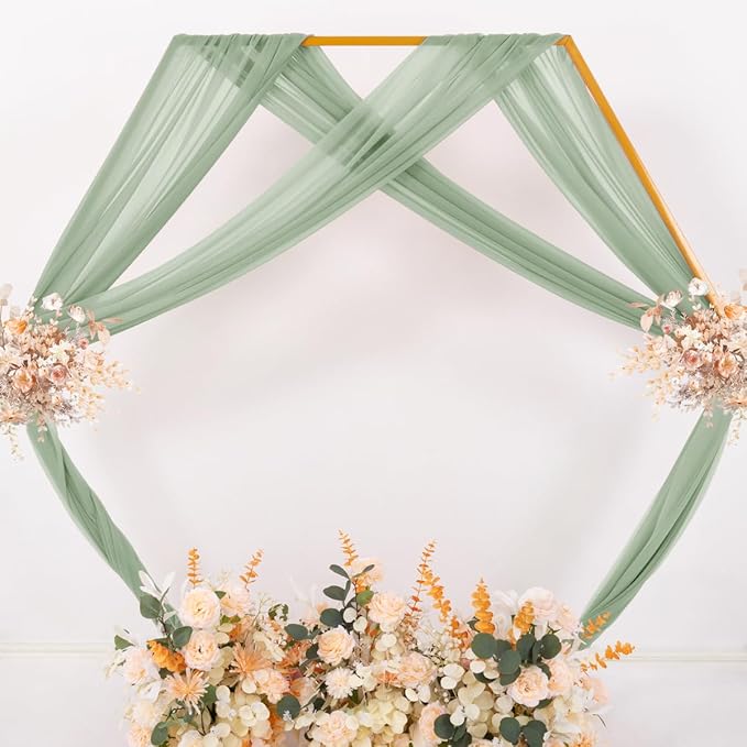 MLMC Sage Green Wedding Arch Draping Fabric 2 Panels 29" x 20 FT Extra Long - Image 6