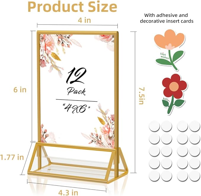 Gold Frames 4x6 Acrylic Sign Holder Double Sided Picture Frames - Image 2