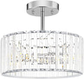 Modern Crystal Ceiling Light, Chrome Semi Flush Mount Ceiling Lighting Fixture by Unknown
