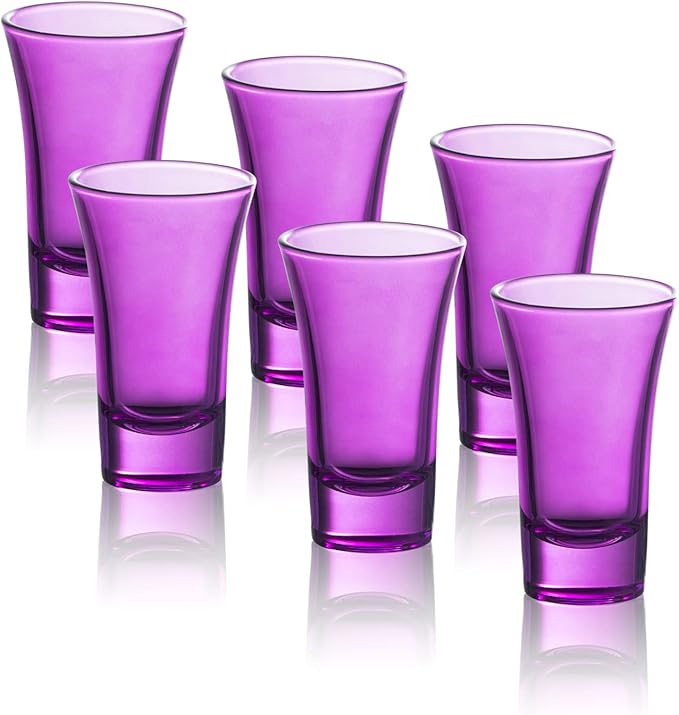M&N HOME Purple Shot Glasses, 2 Oz Set of 6, Round Glasses by MNHOME