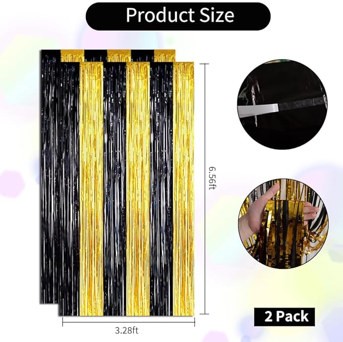 BEISHIDA 2Pcs Black Gold Door Streamers Congrats Grade 2025 Decoration Backdrop - Image 2