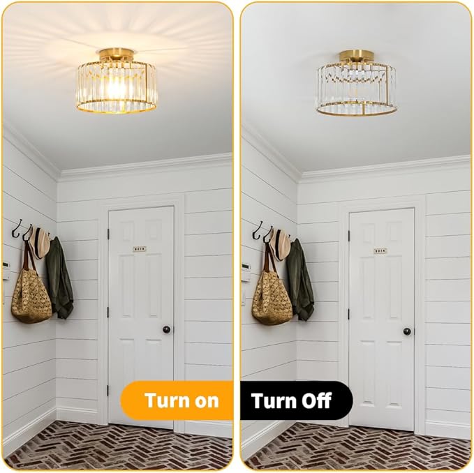 Crystal Ceiling Light Fixture, Modern Semi Flush Mount Ceiling Light, Close To - Image 5