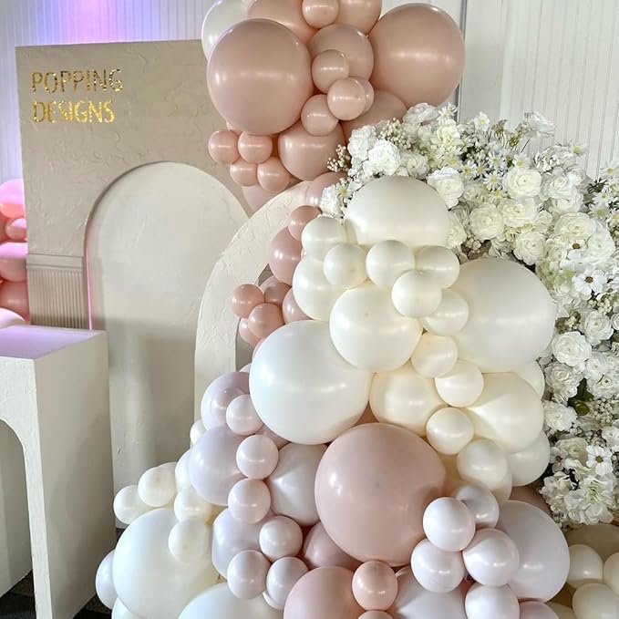 Pastel Pink and White Balloons, 12 Inch 35PCS Light Baby Pink Beige Cream White - Image 6