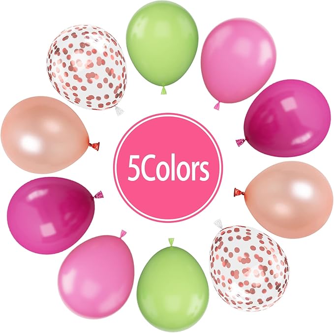 Paready Tropical Party Green Pink Balloons - Image 2