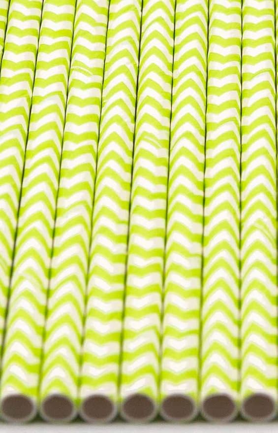 Pack of 300 Green Chevron Biodegradable 4-Ply Paper Drinking Straws - Image 3