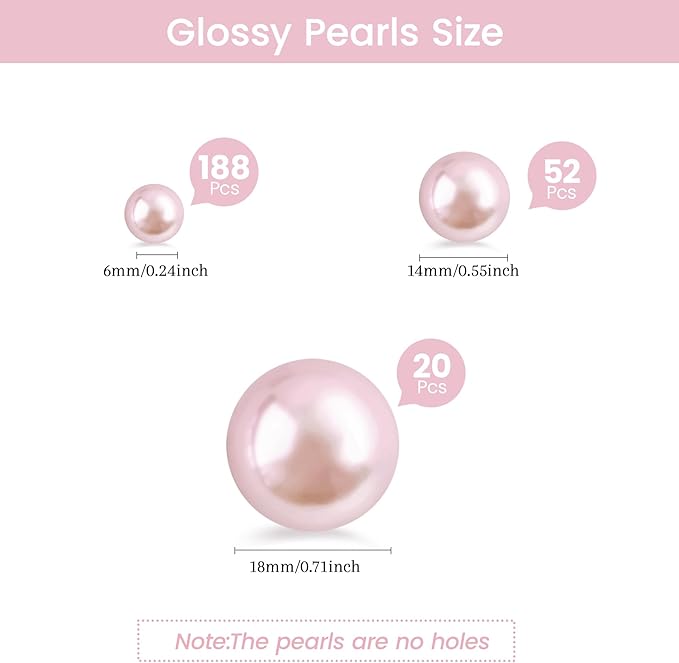 260Pcs Pink Glossy Beads for Centerpiece Decor, Artifical Pearls Vase Filler - Image 2