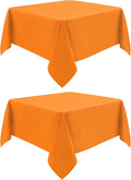 2 Pack Square Table Cloth 48X48 Inch Orange Washable Fabric Tablecloth by mylacerhome