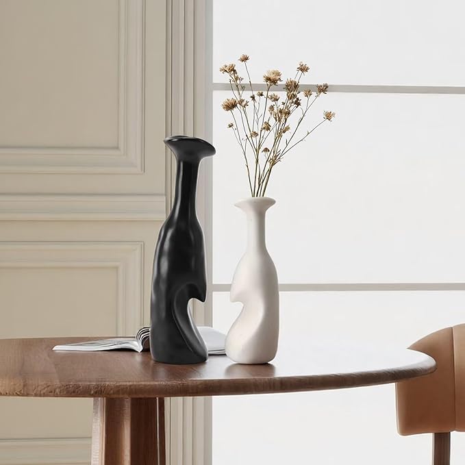Heart Shaped Small Ceramic Vases Set of 2 Home Decor Boho Vase Modern Matte - Image 5