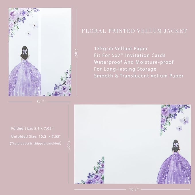 PONATIA 50 PCS Vellum Jackets for 5x7 Invitations - Image 5