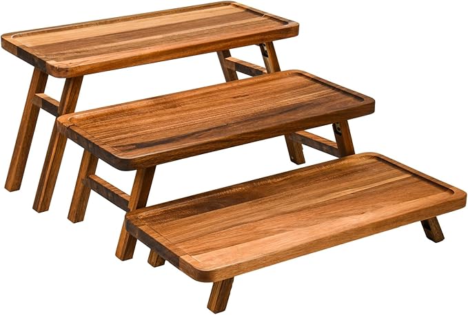 GEHE 3 Tier Serving Stand, Acacia Wood Dessert Table Display Cupcake Stand - Image 9