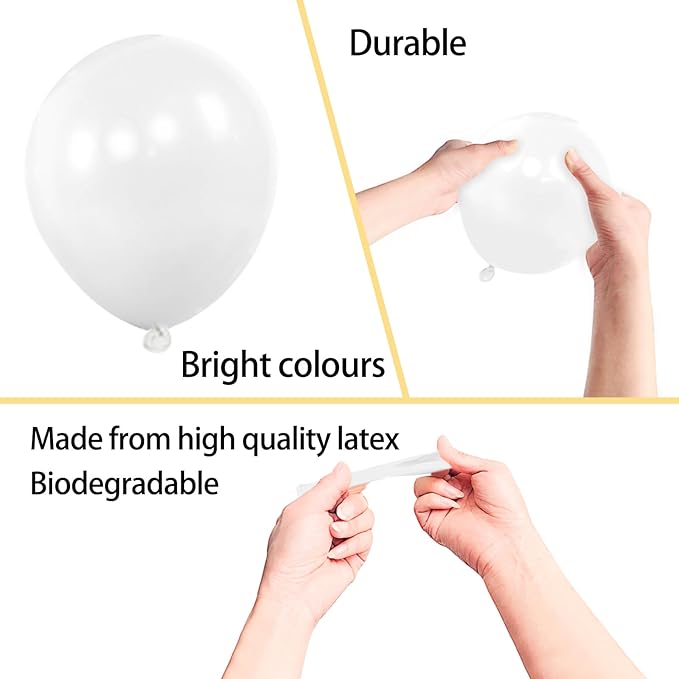 KAWKALSH 200pcs White Balloons 5 Inch, Small Mini Latex Balloons - Image 3