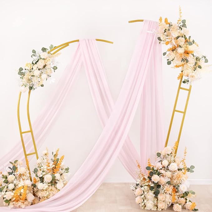 Socomi Wedding Arch Draping Fabric 2 Panels 29" x 19Ft Blush Pink Sheer Chiffon - Image 4