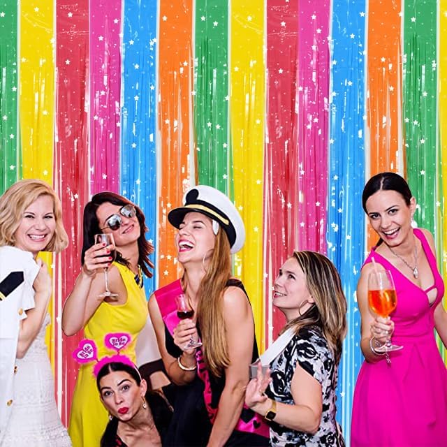 TONIFUL 3Pcs Colorful Door Streamers, Photo Booth Backdrop Metallic Colorful - Image 3