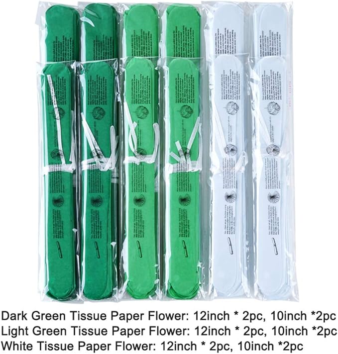 Mowo Green Paper Flower Tissue Pom Poms - Image 2
