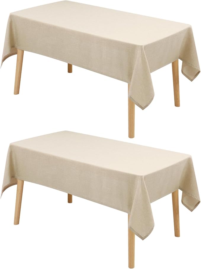 Hiasan 2 Pack Faux Linen Rectangle Tablecloth by Hiasan