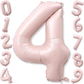 40 Inch Pastel Pink Number Balloon 4, Large Self Inflating Retro Dusty Pink by KAINSY