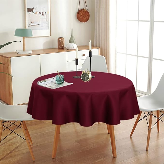 sancua 2 Pack Round Tablecloth 60 Inch Burgundy, Stain and Wrinkle Resistant - Image 9