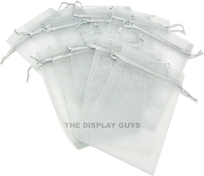 TheDisplayGuys 48-Pack 4x6 Silver Sheer Organza Gift Bags - Image 2