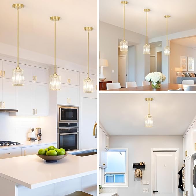 Gold Kitchen Pendant Lights Over Island - Image 3