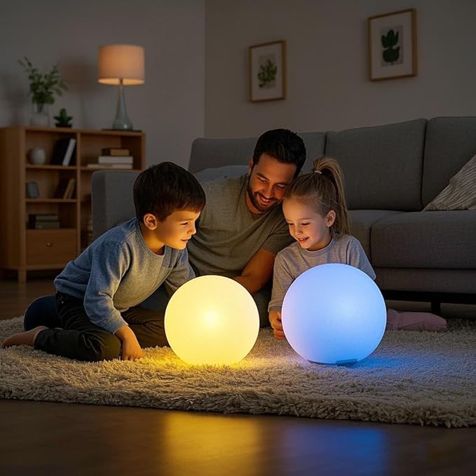 Mr.Go 12-inch Rechargeable LED Ball Light, RGB Color-Changing Globe Orb Lamp - Image 2