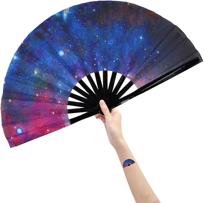Amajiji Large Folding Hand Rave Fan Popping Fan by Amajiji