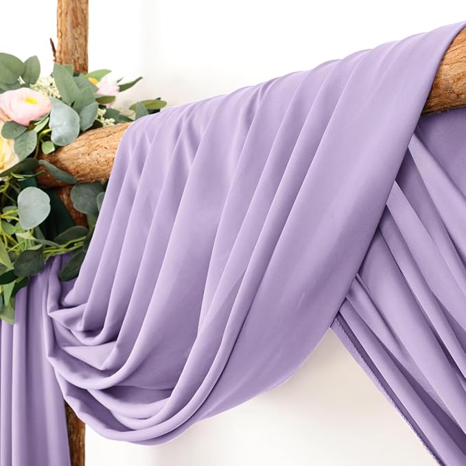 Wedding Arch Draping Fabric 2 Panels 30'' x 18FT Lilac Sheer Chiffon Arch - Image 2