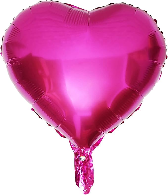 10Pcs Hot Pink Foil Heart Shaped Balloons 18 Inch by LHOAVWE