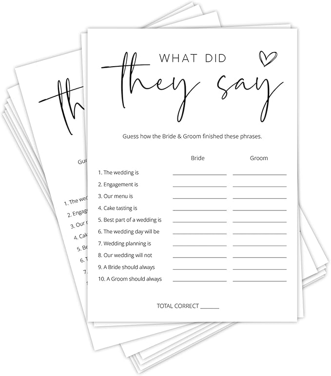 Bridal Shower Games, What Did They Say, Wedding Shower Games by Tsunerrorami
