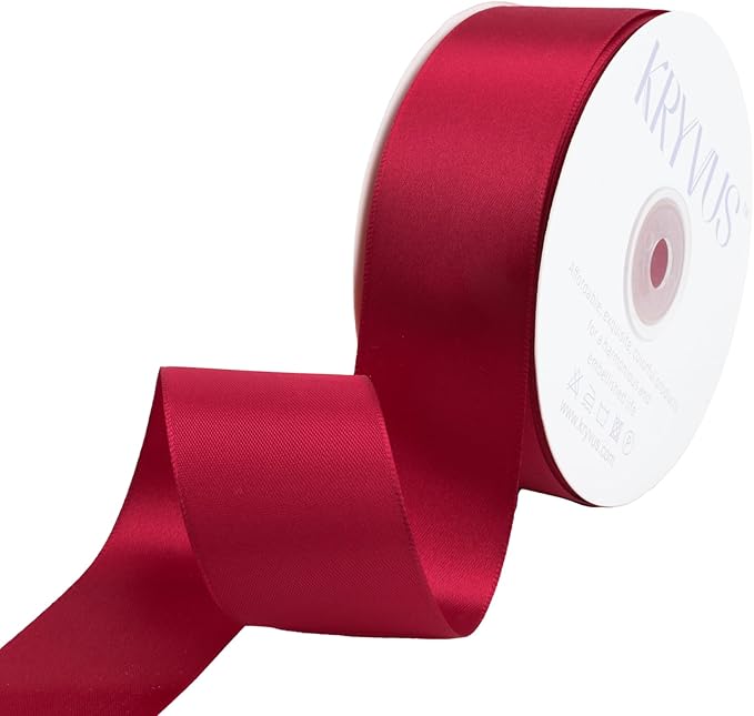 Scarlet Red Satin Ribbon 1-1/2 inch X Continuous 50 Yards, Single Face by Kryvusribbon