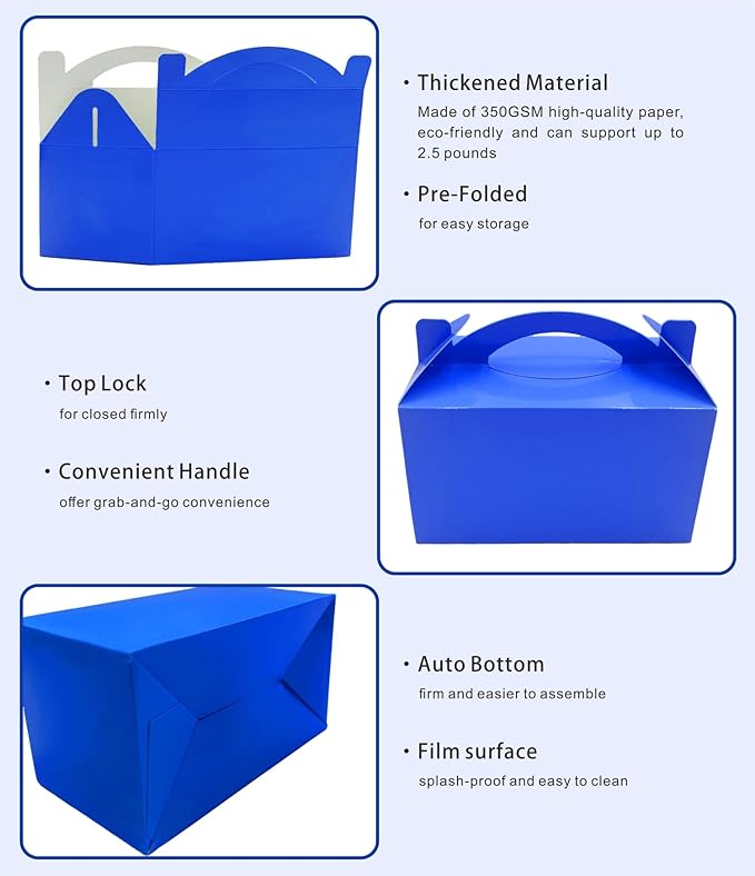 TIMESEEK 30-Pack Royal Blue Gable Treat Boxes - Image 3