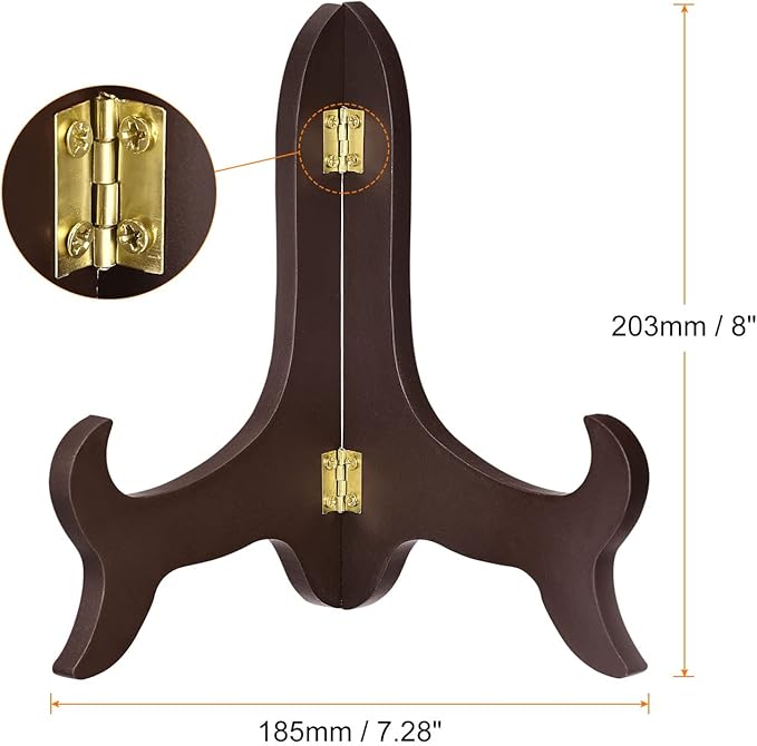 uxcell 8" Easel Plate Holder, Wooden Folding Display Stand Brown - Image 2