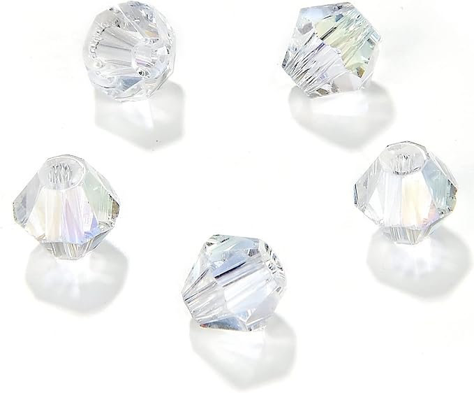 6mm Bicone 450Pcs White AB Crystal Glass Beads Faceted Bicone Shape Crystal by MEIUIJQ