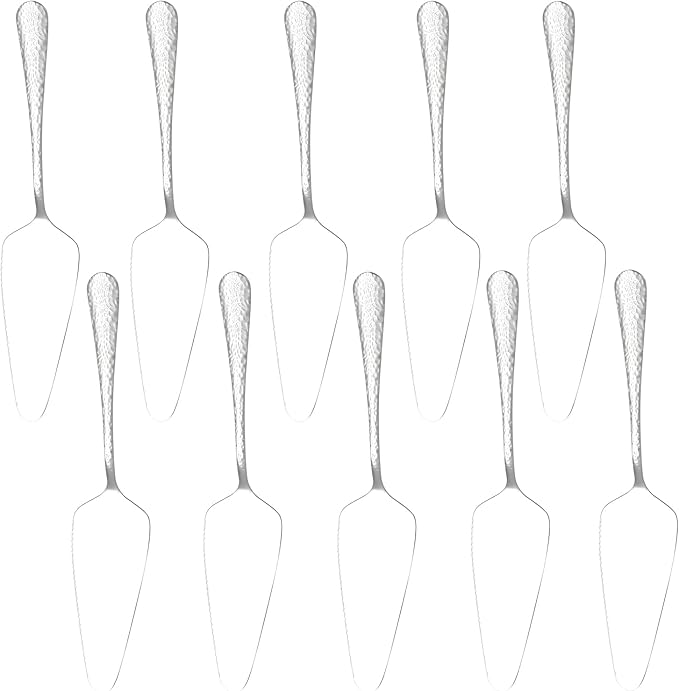 Stainless Steel Cake Server Pack of 10 Hammered Pie Holder Transfer Triangular by Ymeibe