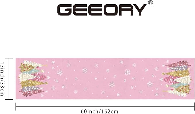 GEEORY Christmas Table Runner 13x60 Inch, Xmas Trees Snowflakes Holiday - Image 8