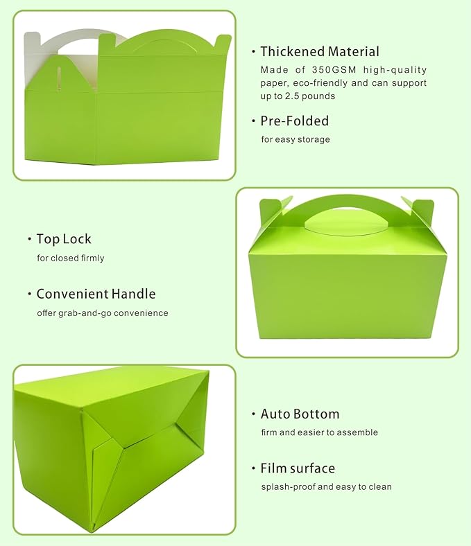 TIMESEEK 30-Pack Spring Green Gable Treat Boxes - Image 3