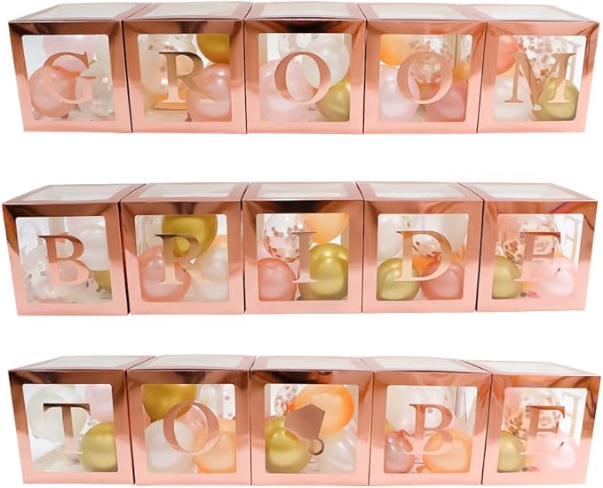 96 PC Bridal Shower Decorations Balloon Boxes Rose Gold - Image 7