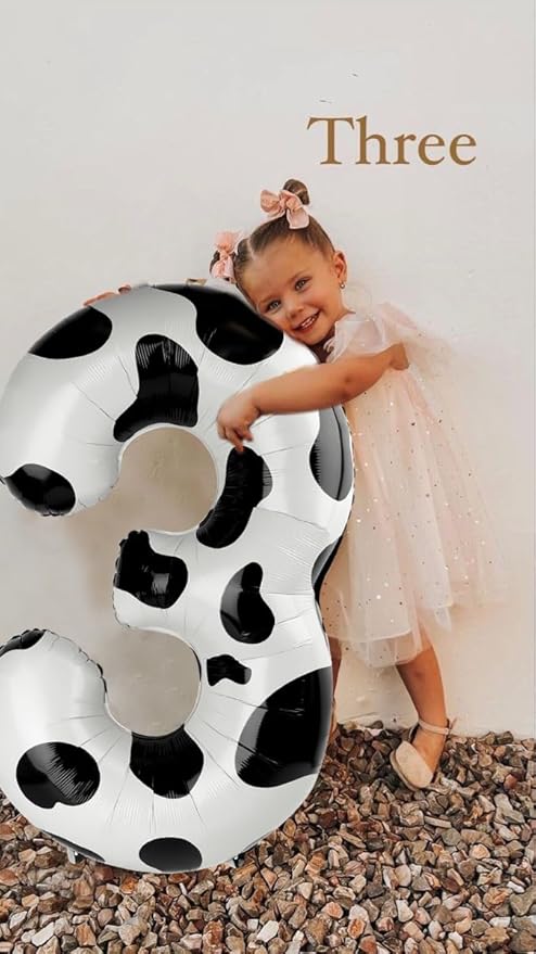 40 Inch Cow Print 3 Large Number Balloon, 3 13 23 30 33 36 38 Cow Print - Image 6