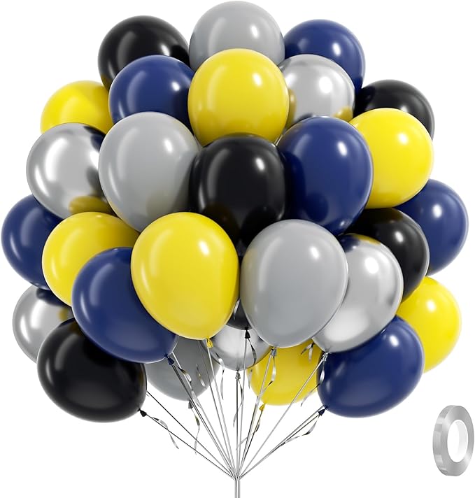 60pcs Black and Yellow Balloons 12inch by Leraqertra