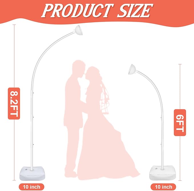 8FT & 6FT Balloon Arch Stand, Flexible Top Balloon Arch Kit, Half Arch Balloon - Image 2