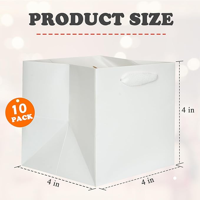 ADIDO EVA White Square Gift Bags Mini Size Square Bottom Paper Bags - Image 2