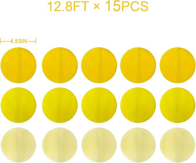 192Ft Yellow Party Decorations Ombre Yellow White Big Polka Dots Backdrop - Image 2